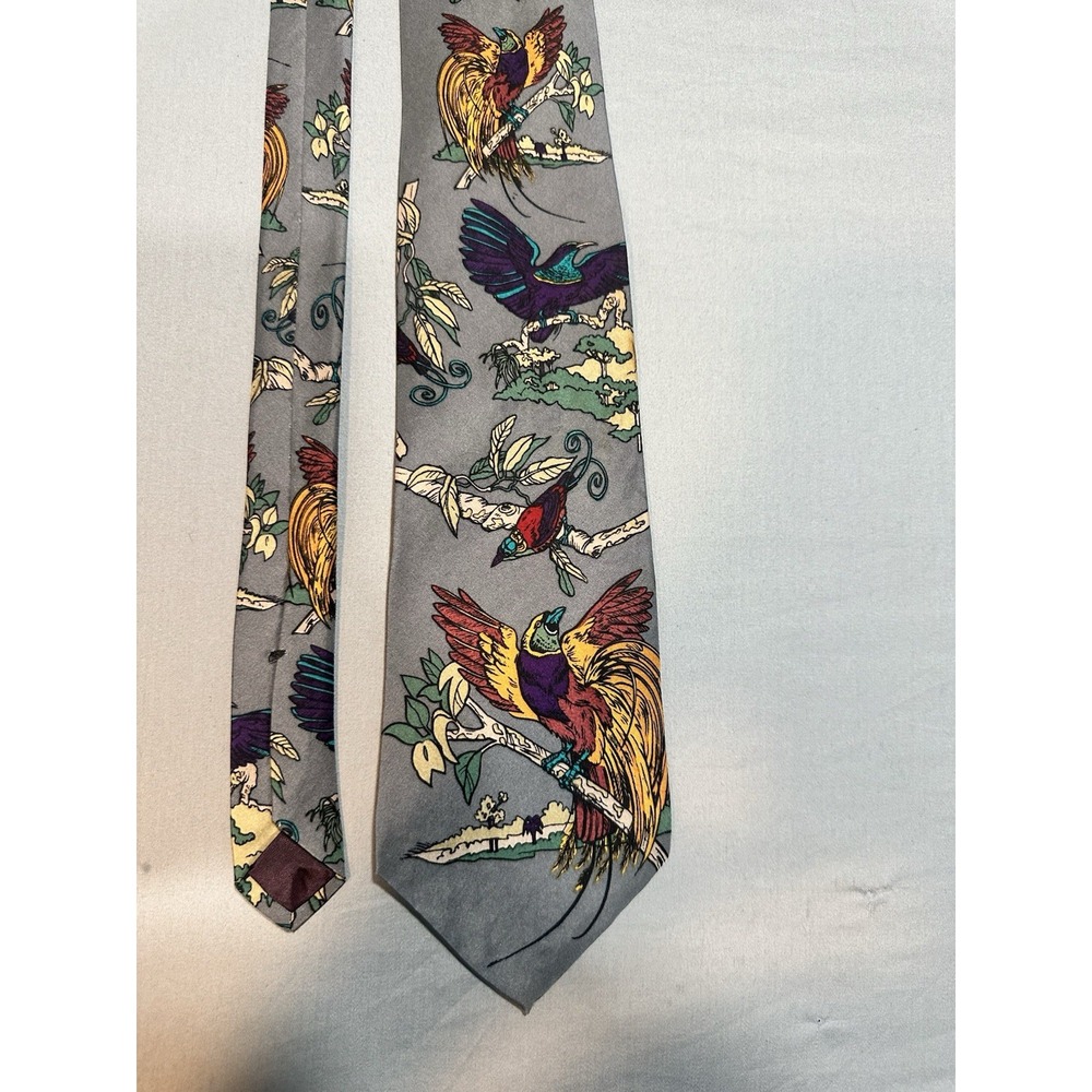 VTG 1993 Men's Handmade 100%‎ Silk WWF Tie Bird Species Design 194